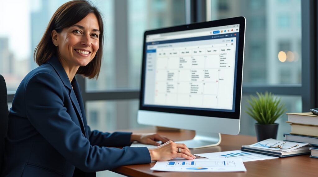 Flux Dev A modern lawyer sitting in front of a desktop compute 0
