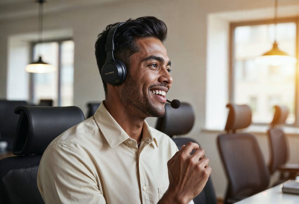 happy customer service agent